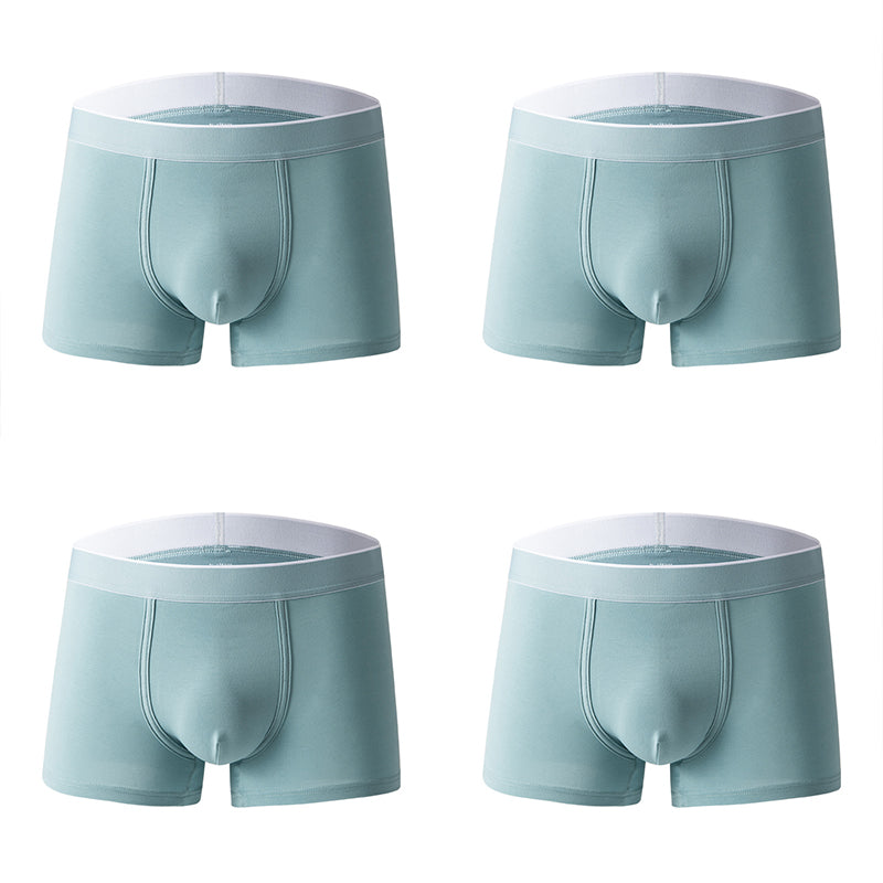 4Pcs Men's Cotton Solid Mid-rise Trunks