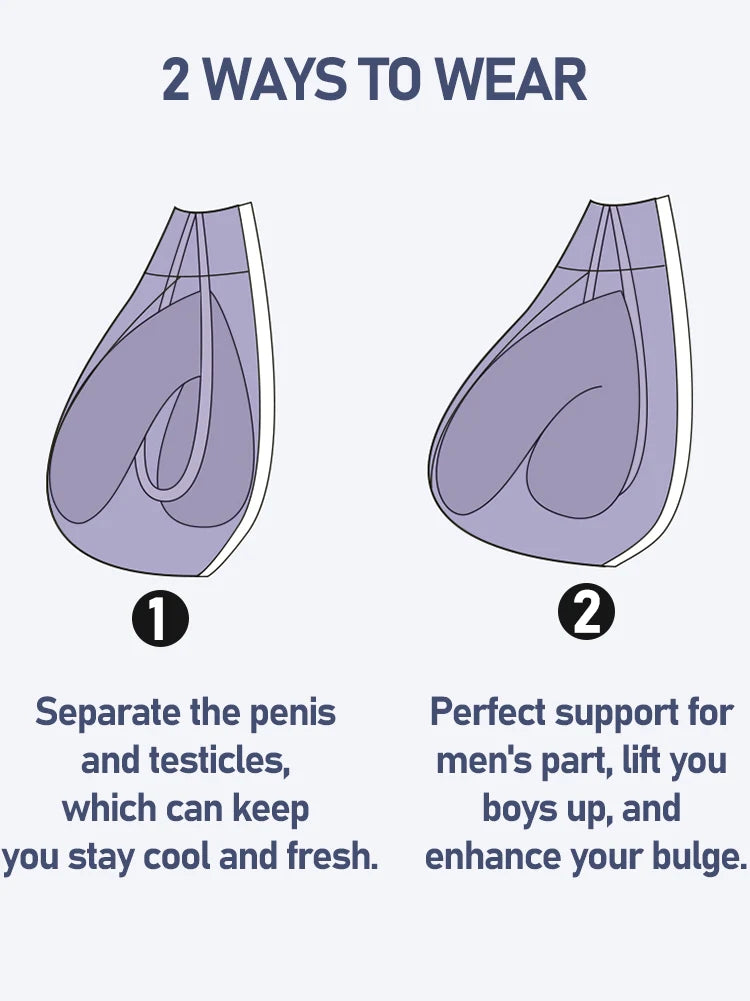 FreeLonger Men's U convex Separate Support Pouch Trunks