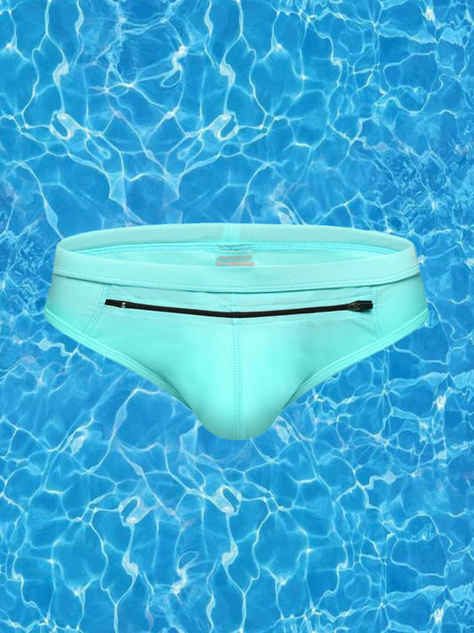 Men's Zippered Pocket Swim Brief And Trunk