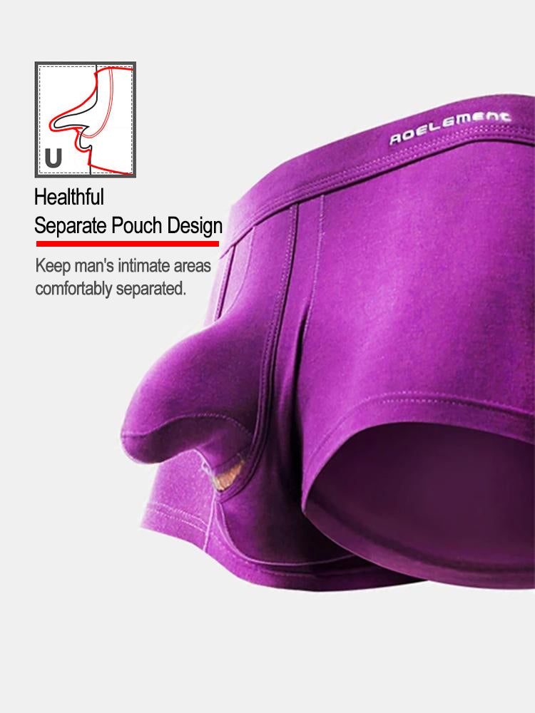 3 Pack Men's Double Pouch Underwear Separate Pouch Modal Trunks
