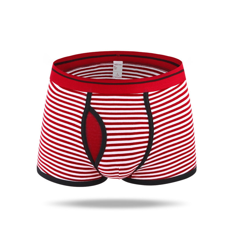 Men's Striped Cotton Sports Boxer Briefs