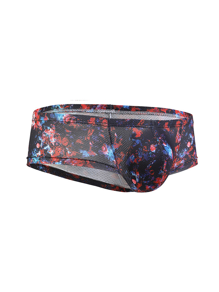 Men's Sexy Botanical Printed Mesh Underwear