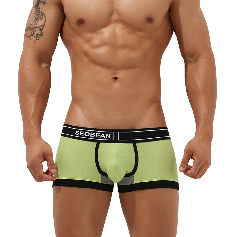 Men's Printed Cotton Low-Rise Bulge Pouch Boxer Briefs