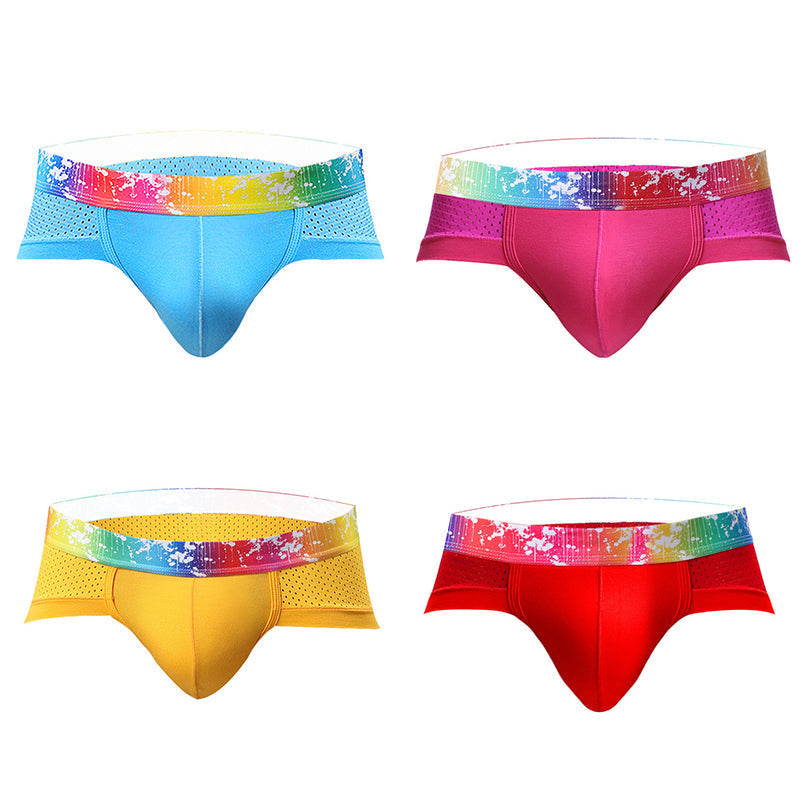 4 Pack Breathable Modal Colored Belt Briefs-rainbow pride underwear
