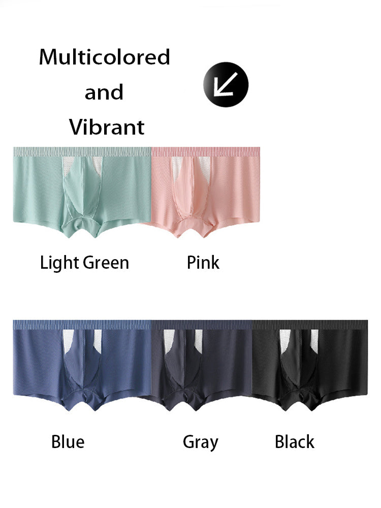 3-Pack Men's Ice Silk Trunks with Bullet-Style Separation and Enlarging Effect