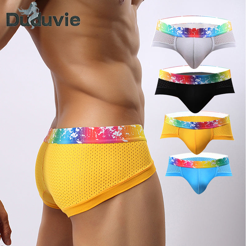 4 Pack Breathable Modal Colored Belt Briefs-rainbow pride underwear