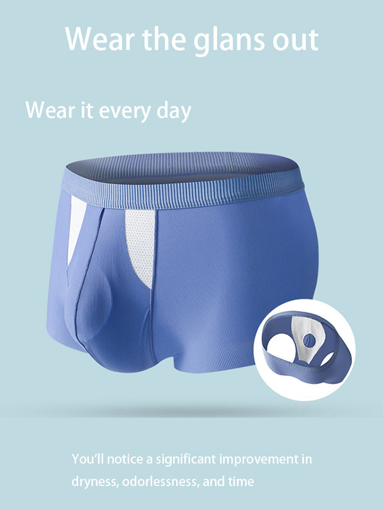 3-Pack Men's Ice Silk Trunks with Bullet-Style Separation and Enlarging Effect