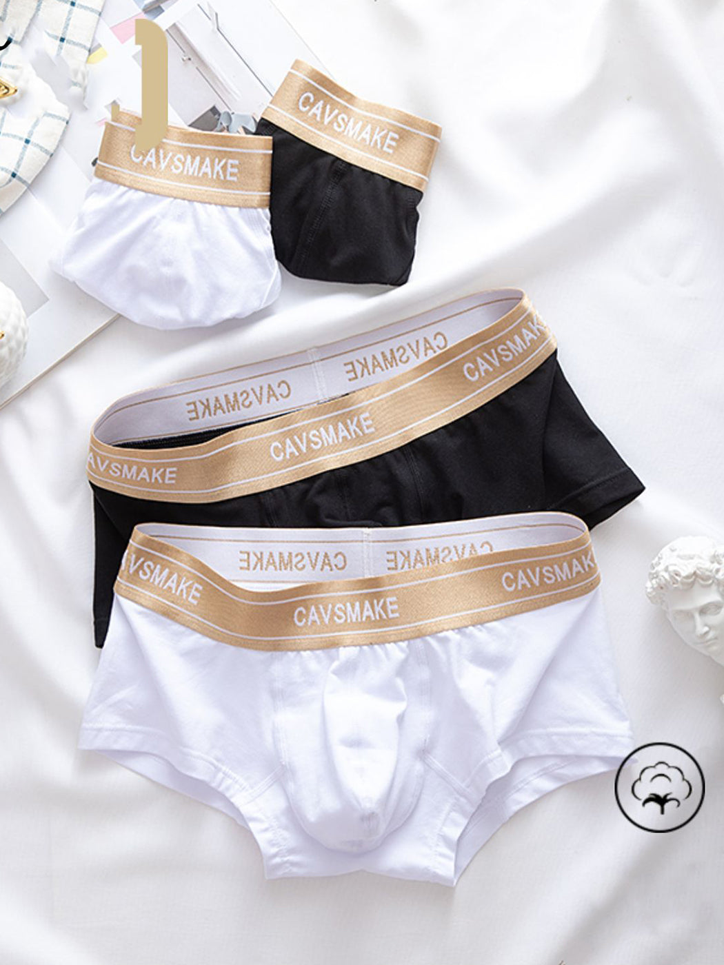 メンズ コットン セクシー U字凸デザイン ブリーフ＆トランクス 2枚組