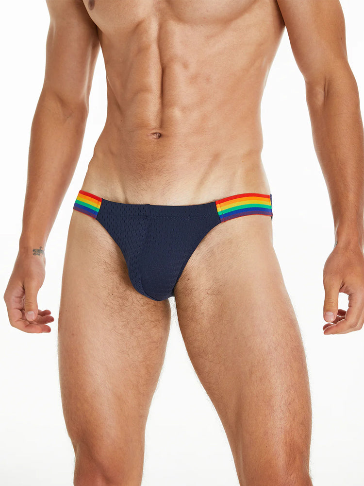 Men's Sexy Rainbow Pride Mesh Bikini