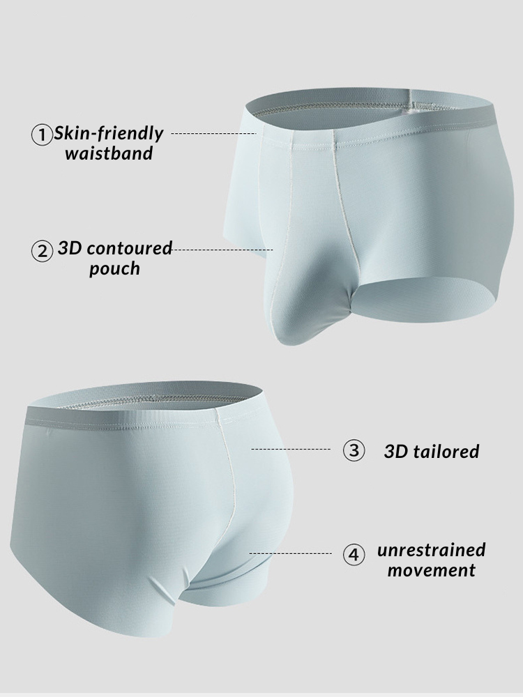 3 Pack Men's Contoured Pouch Seamless Trunks
