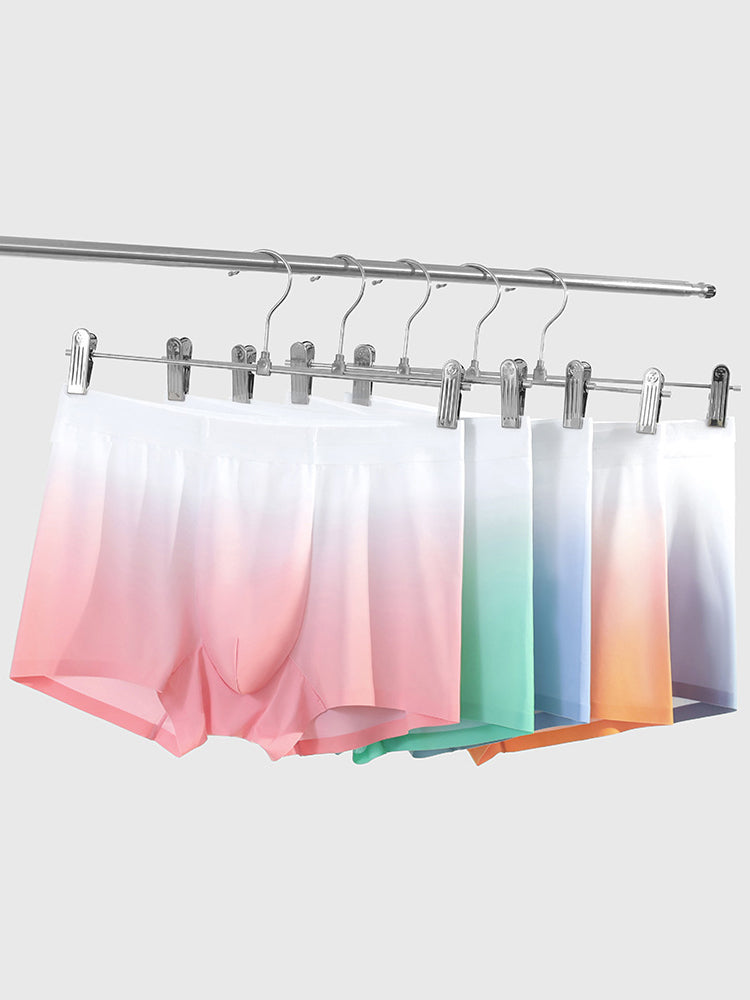 3 Pack Men's Ice Silk Gradient Quick-Dry Ultra-Thin Breathable Antibacterial Trunks
