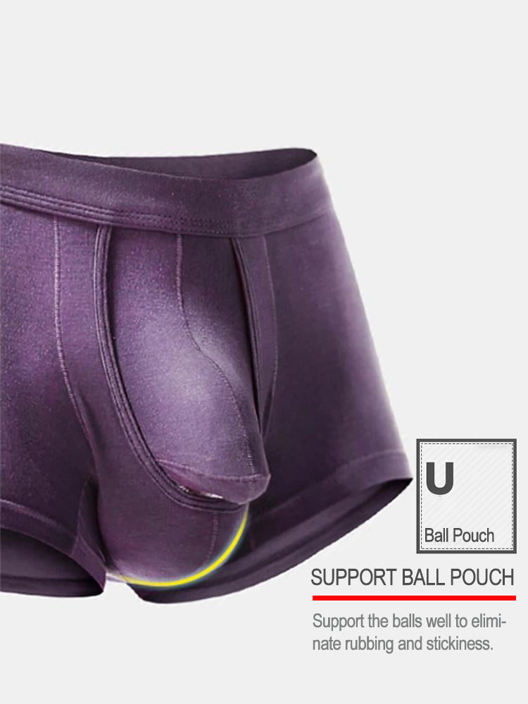 3 Pack Men's Double Pouch Underwear Separate Pouch Modal Trunks