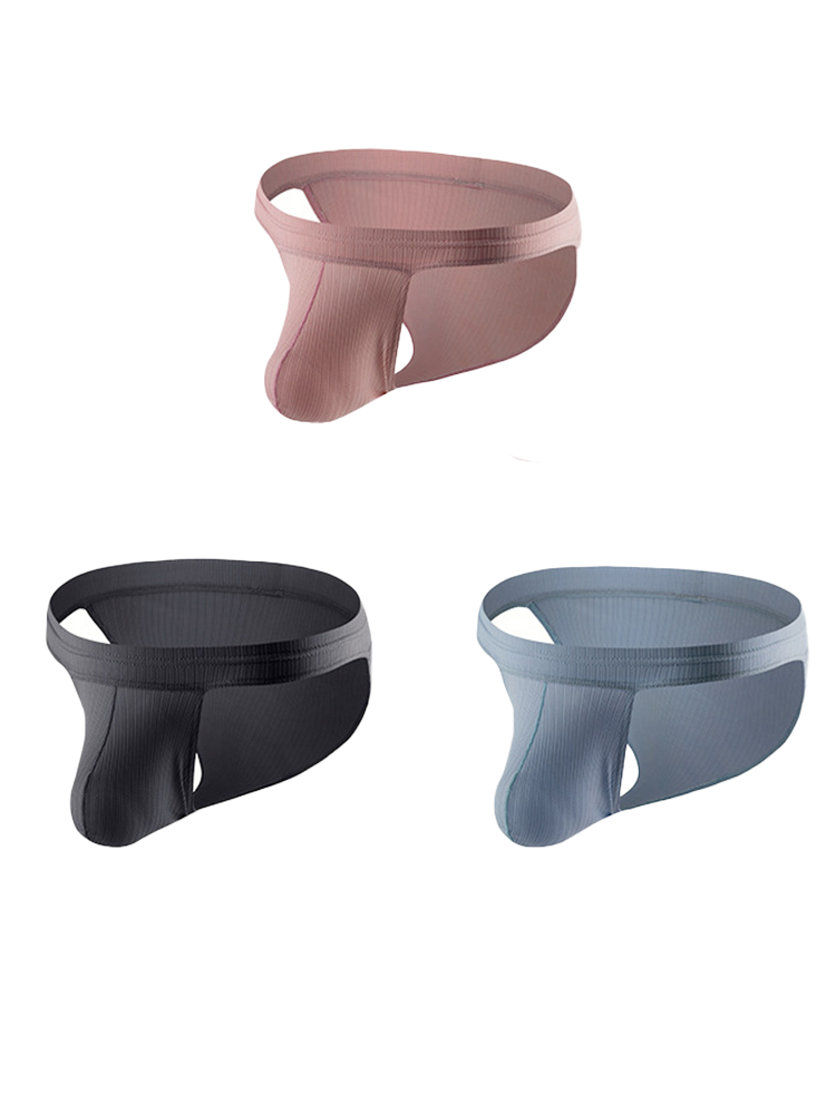 3 Pack Men's Threaded Fabric Briefs with U Convex Pouch