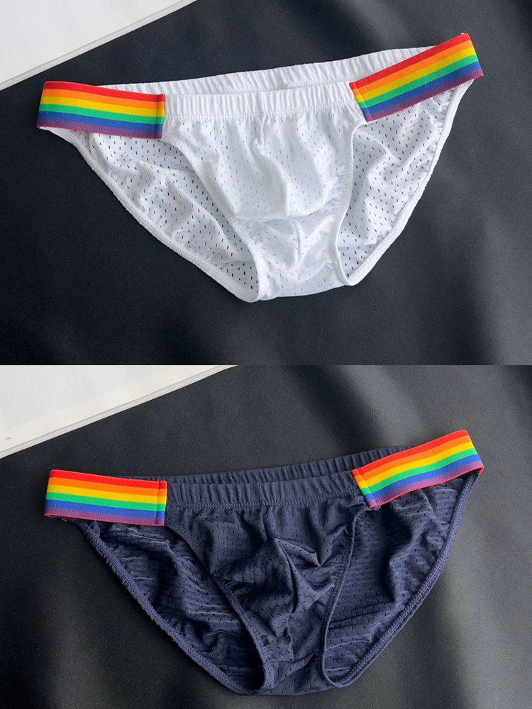 Men's Sexy Rainbow Pride Mesh Bikini