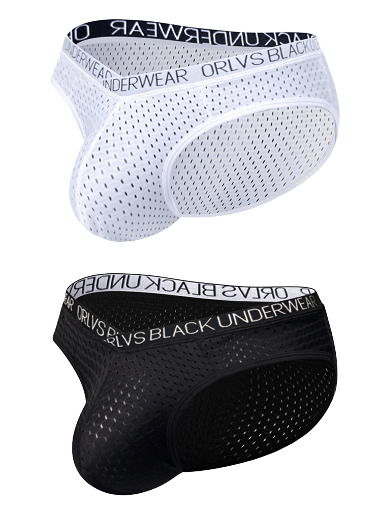 2 Pack Men's Sexy V-shape Waistband Mesh Bikinis