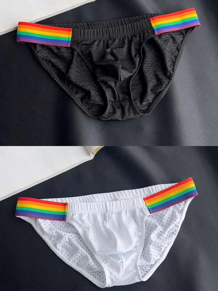 Men's Sexy Rainbow Pride Mesh Bikini