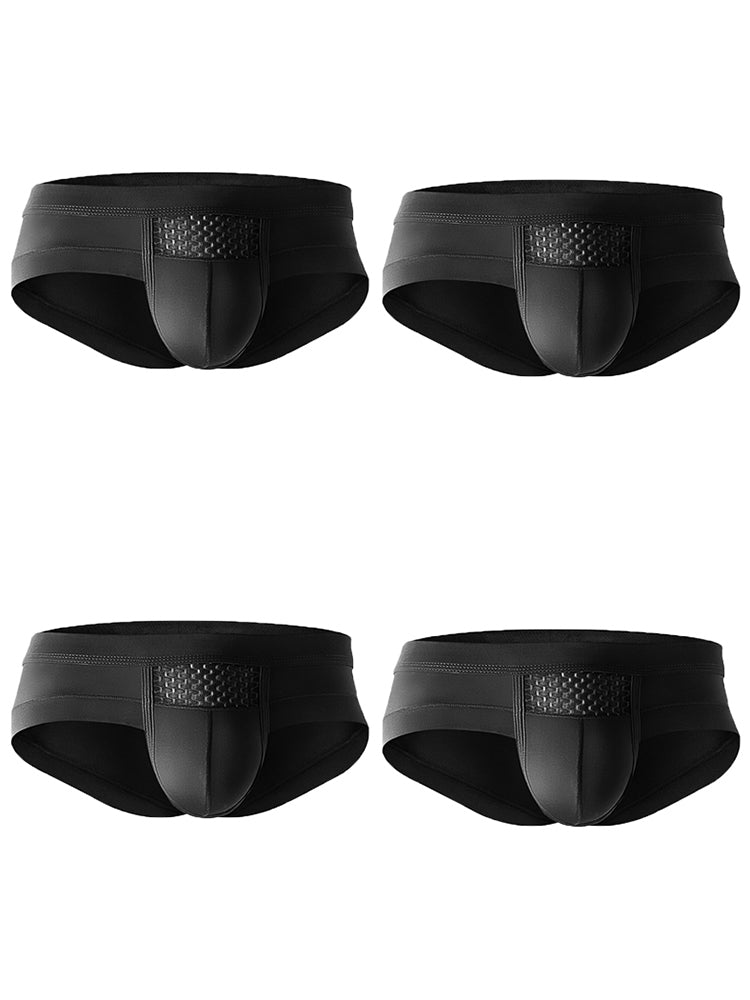Aoelemen 4 Pack Men's Breathable U Convex Pouch Briefs