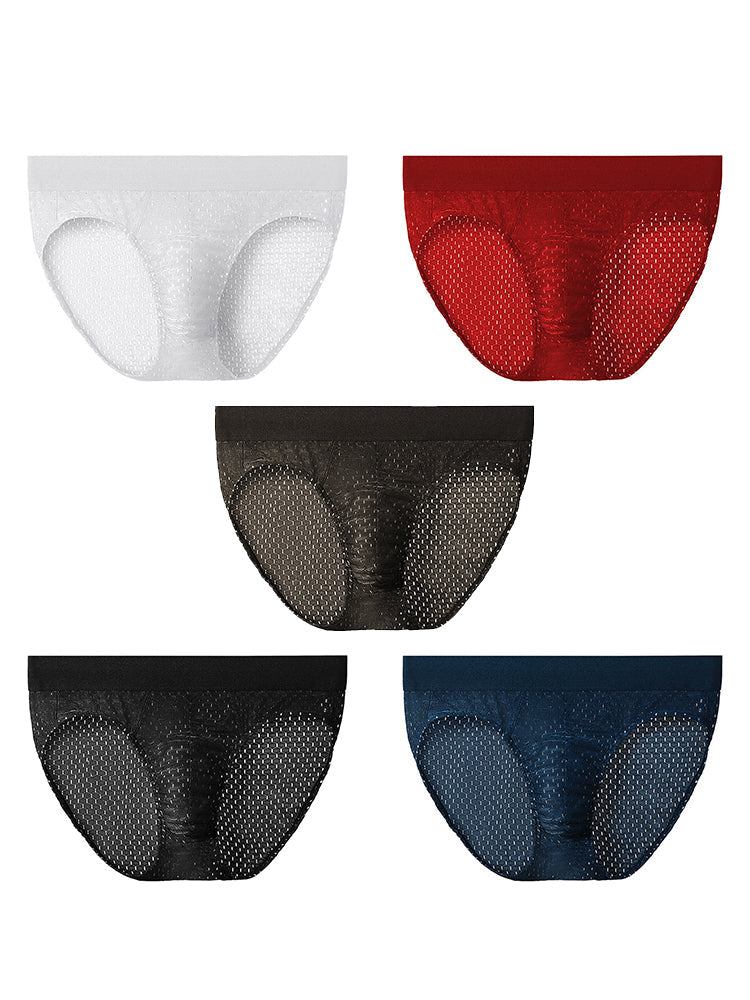 5 Pack Men's Breathable Briefs In Mesh