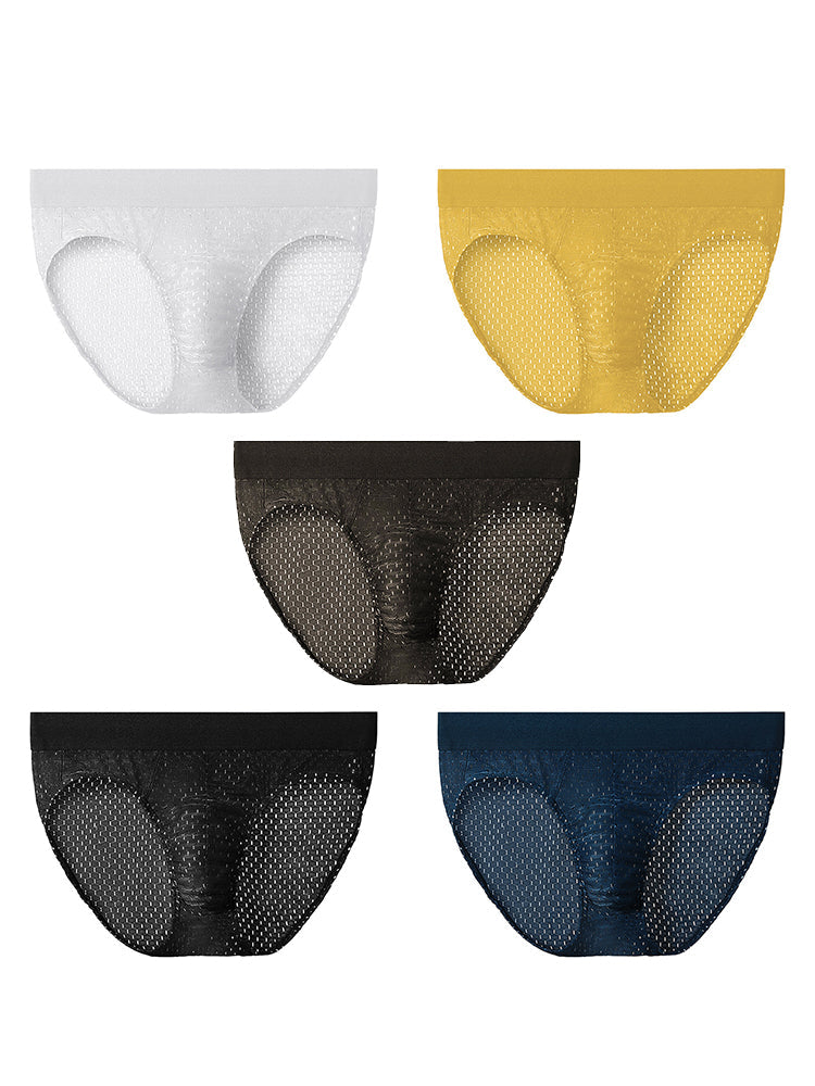 5 Pack Men's Breathable Briefs In Mesh