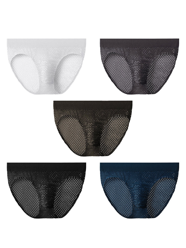 5 Pack Men's Breathable Briefs In Mesh