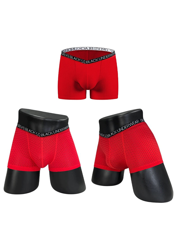 2 Pack Men's Sexy V-shape Waistband Mesh Trunks