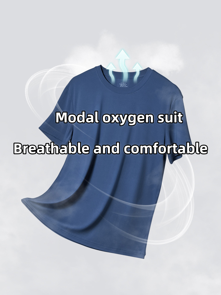 Modal Summer Short Sleeve T-Shirt Men Crew Neck Solid Color Casual Underwear Mens Clothing