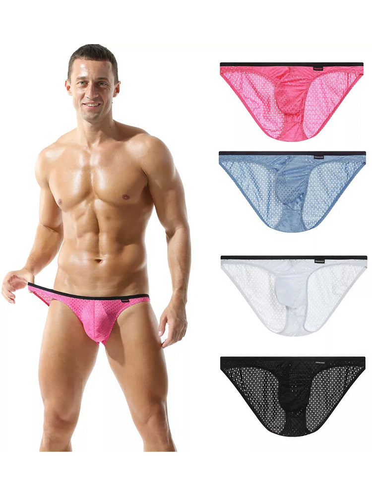 2-pack Men's Low-rise Mesh U-shaped Convex Pocket Sports Briefs