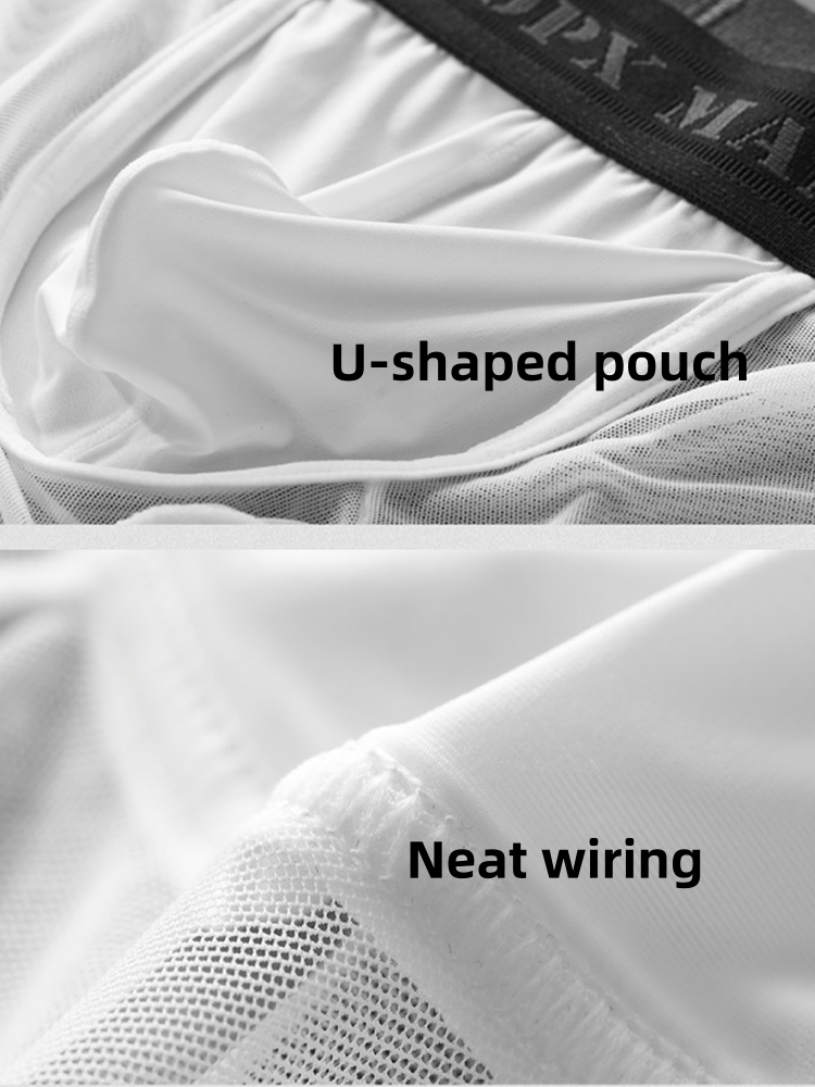 2-Pack Men's Breathable Mesh Ice Silk U-convex Low Waist Boxer Briefs
