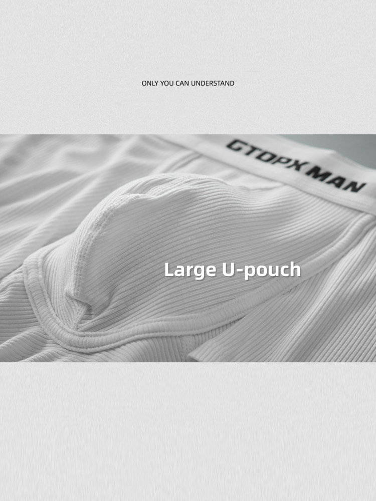 2-Pack Men's Threaded Large Pouch U-convex Sweat-absorbent Breathable Thin Sports Boxer Pants