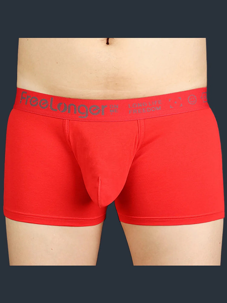 FreeLonger Men's Soft Cotton Big Pouch Trunks