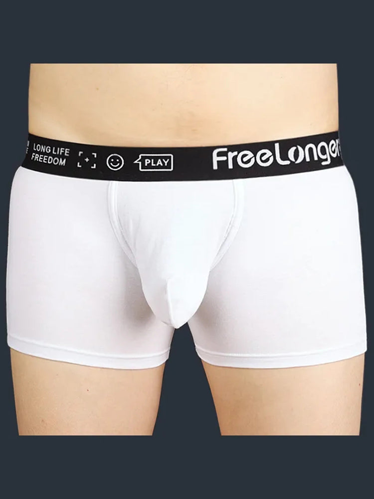 FreeLonger Men's Soft Cotton Big Pouch Trunks