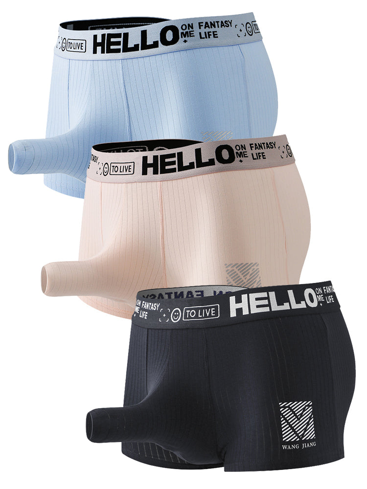 Men's Separate Pouch Cotton Trunks With Fly Front