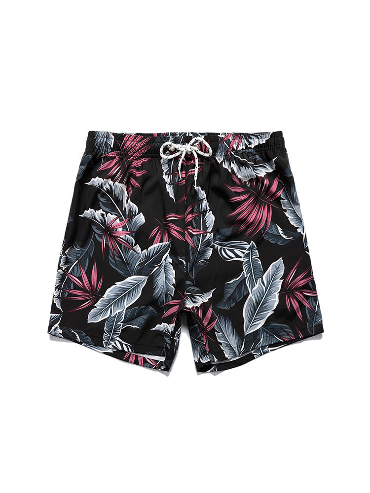 Men's Striped Print Drawstring Board Shorts