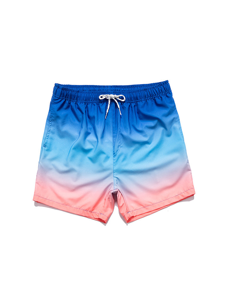 Men's Striped Print Drawstring Board Shorts