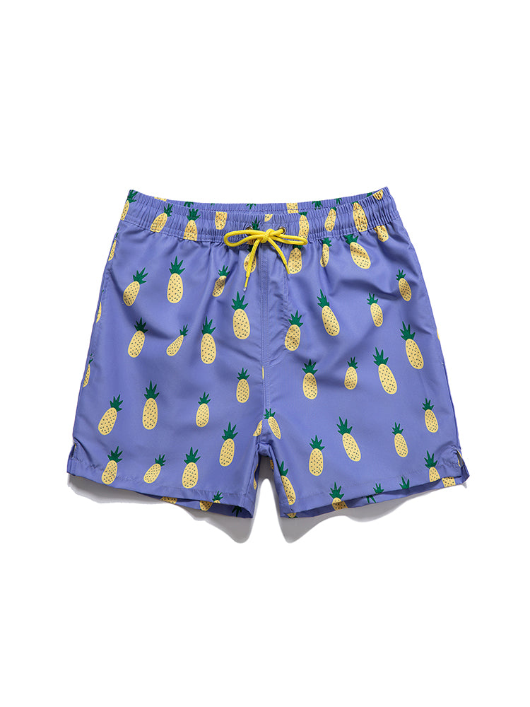 Men's Striped Print Drawstring Board Shorts