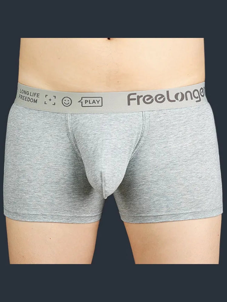 FreeLonger Men's Soft Cotton Big Pouch Trunks