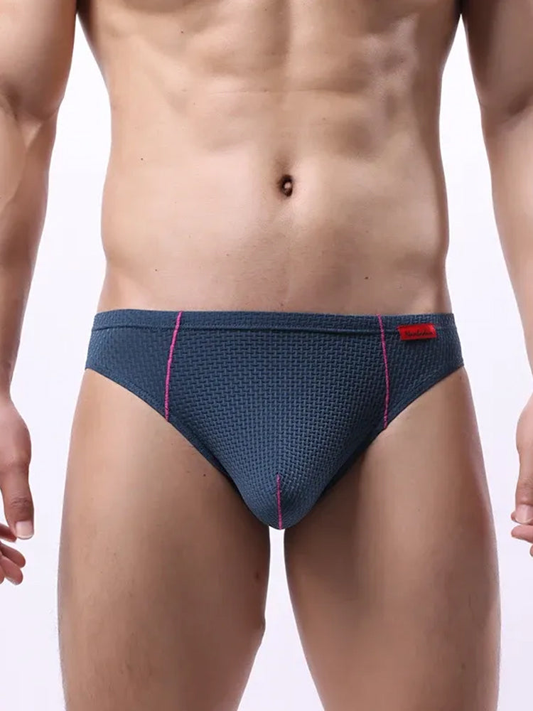 メンズ ナイロン チェック柄 リフトヒップブリーフ 3枚組 トライアングルブリーフ