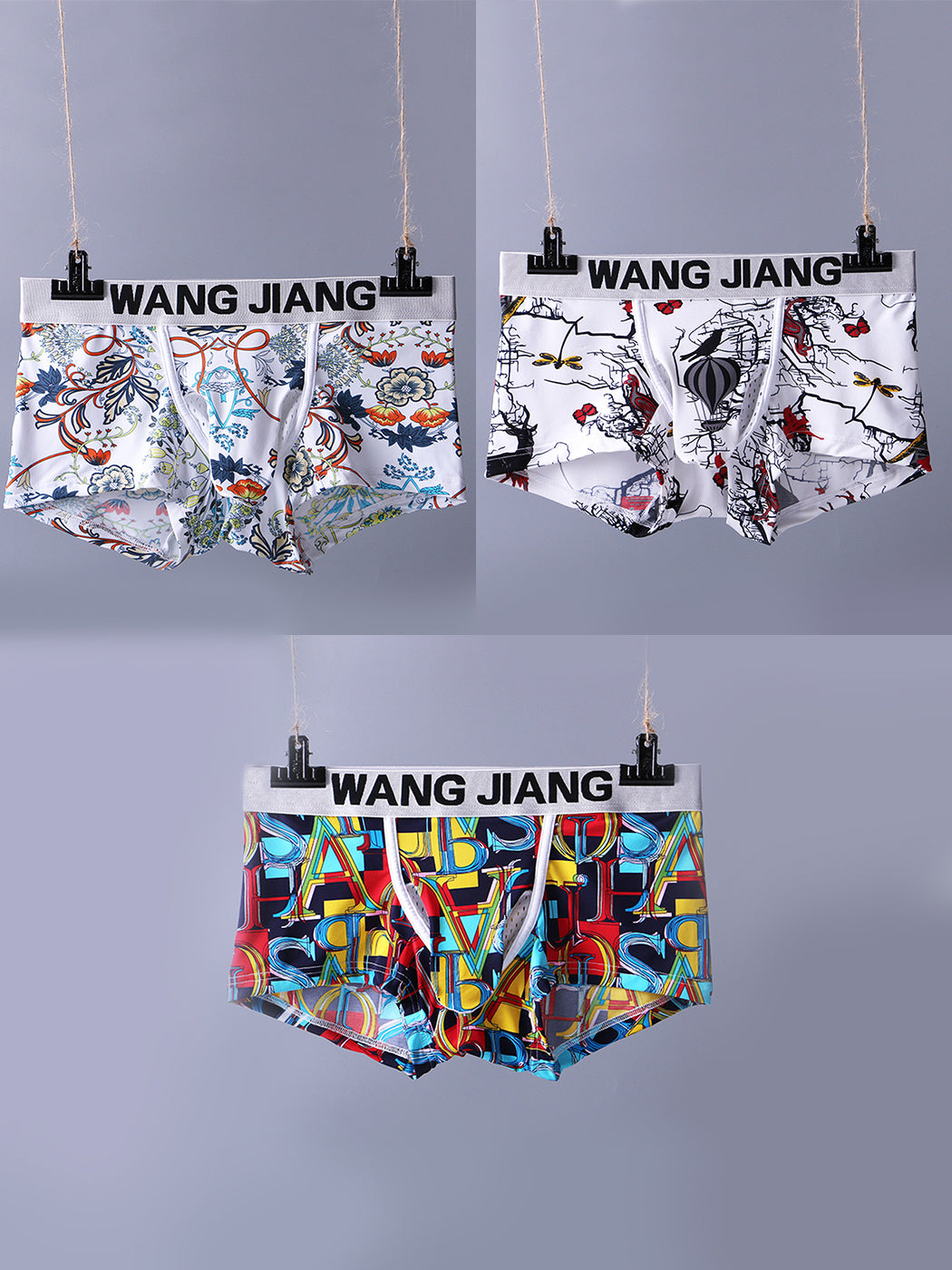 3 Pack Men's Ice Silk Trunks with Separated Pouch Design