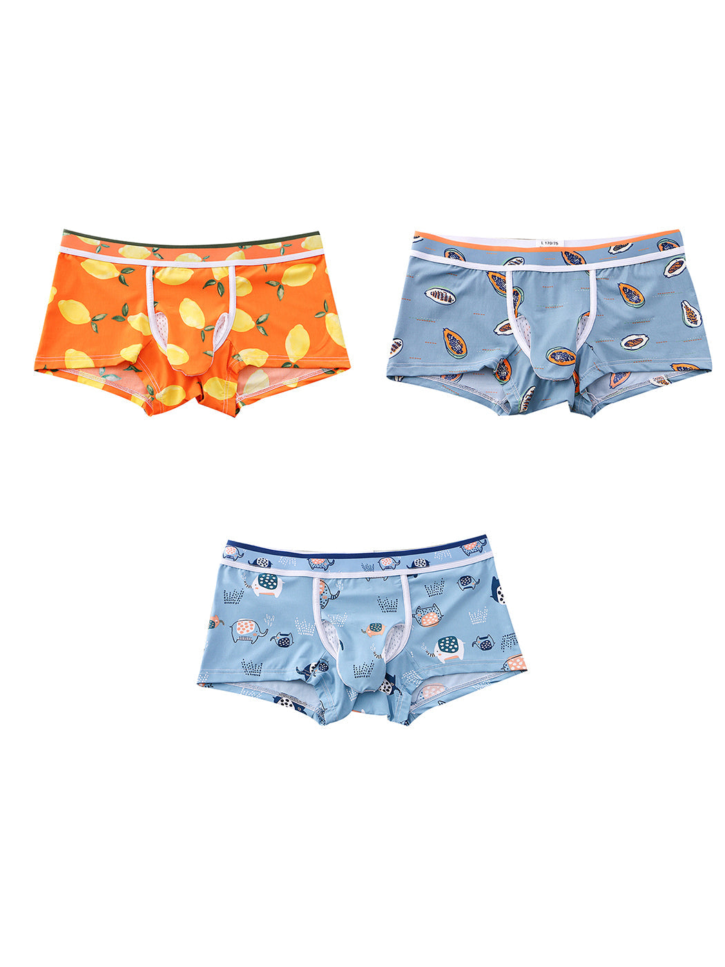 3 Pack Men's Ice Silk Trunks with Separated Pouch Design