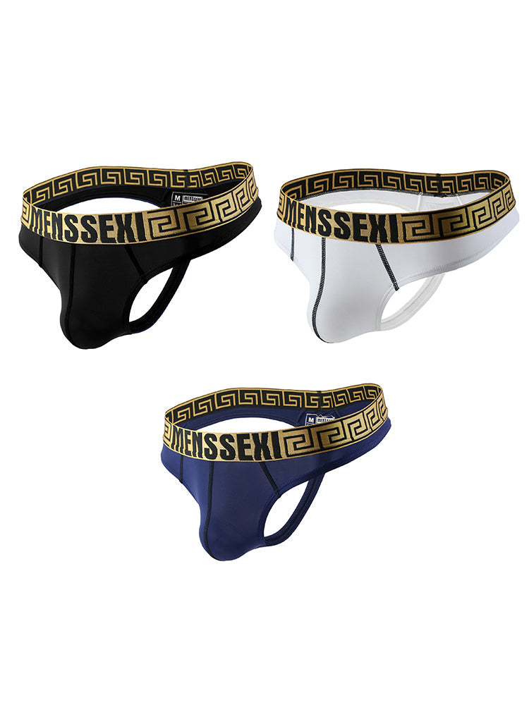 3 Pack Men's Sexy Thong Soft Breathable T-Back Briefs Seamless Briefs