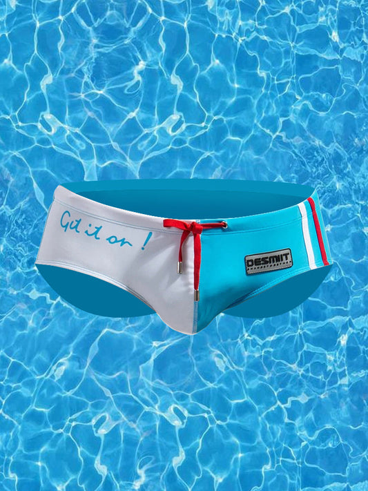 Men's Spell Color Drawstring Swim Briefs