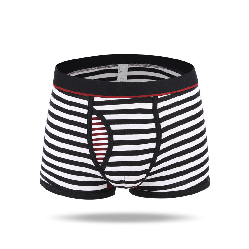 Men's Striped Cotton Sports Boxer Briefs