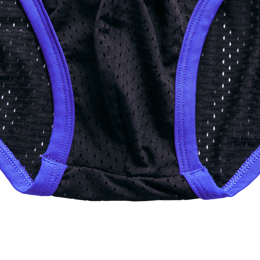 Men Breathable Nylon Patchwork Striped Briefs