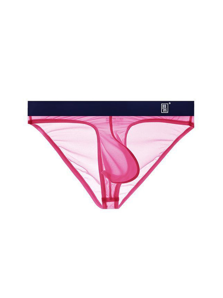 Men's Ultra Thin Ice Silk See-through Briefs