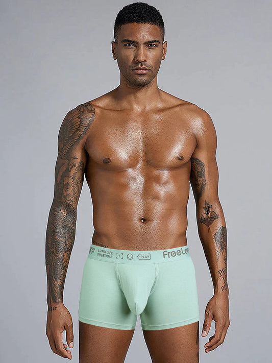 FreeLonger Men's Soft Cotton Big Pouch Trunks