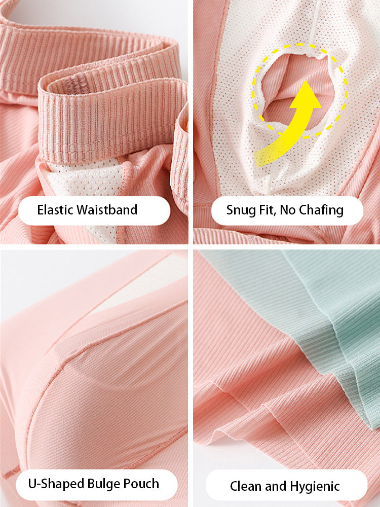 3-Pack Men's Ice Silk Trunks with Bullet-Style Separation and Enlarging Effect