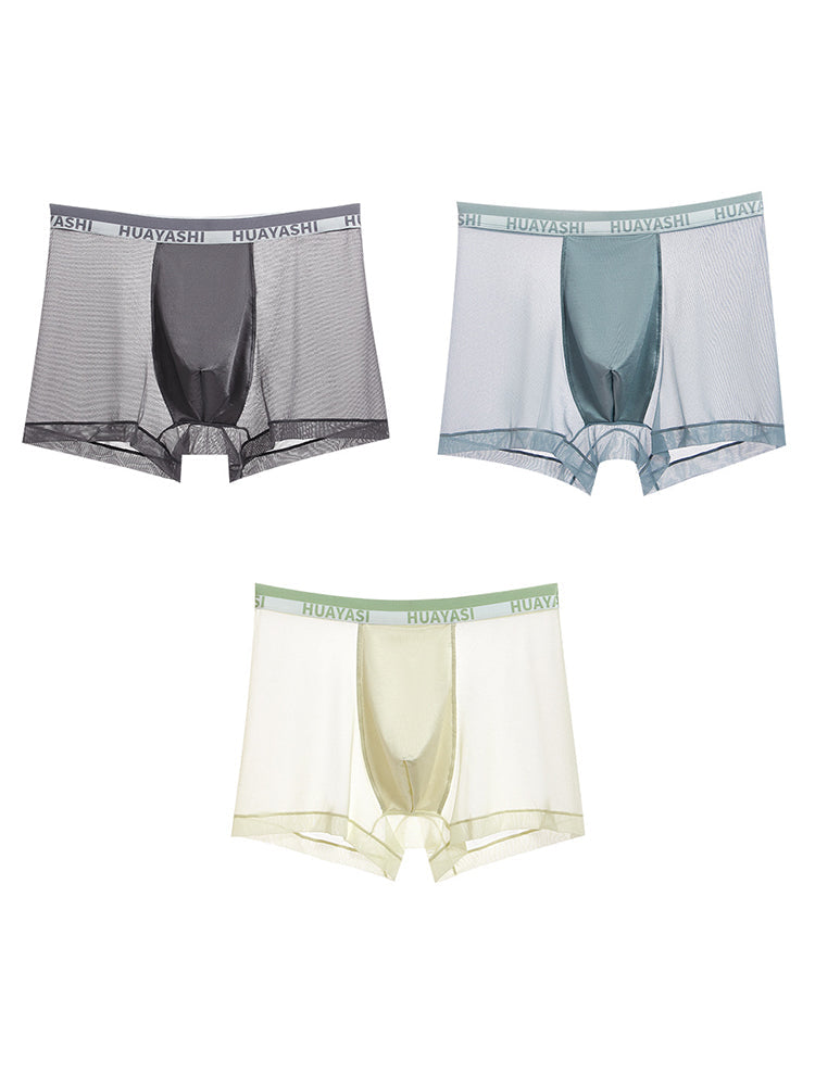 3 Pack Men's Ice Silk Seamless Breathable Quick-Drying Trunks