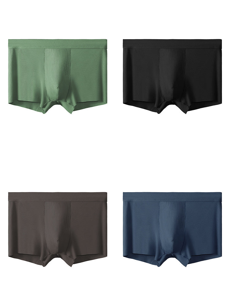 4 Pack Men's Ice Silk Seamless Trunks Underwear