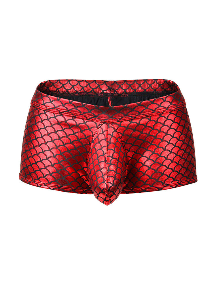 2-pack Men's Fish Scale Sexy Big Pouch Boxer Briefs