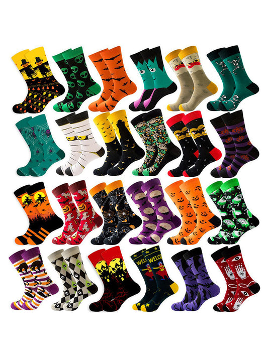 5 Pairs Halloween Skeleton. Alien. Pumpkin Monster Crew Socks